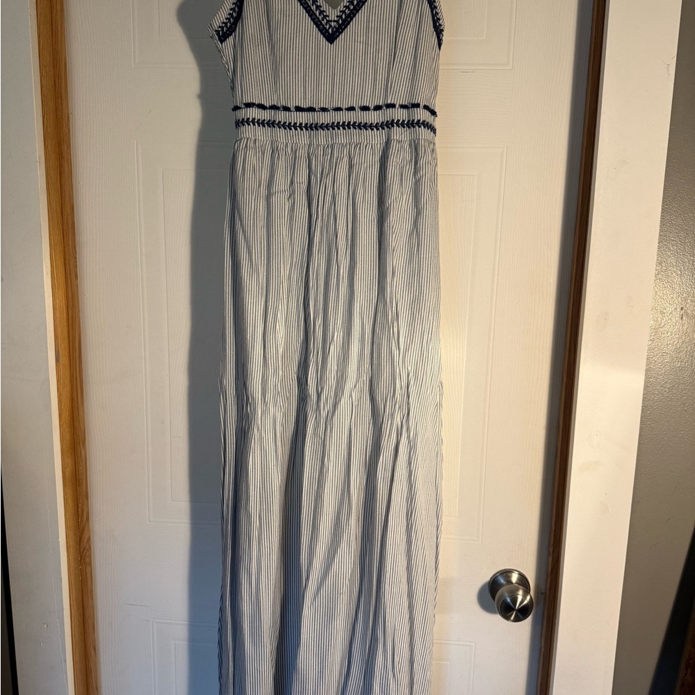 Japna Navy and White Striped Dress